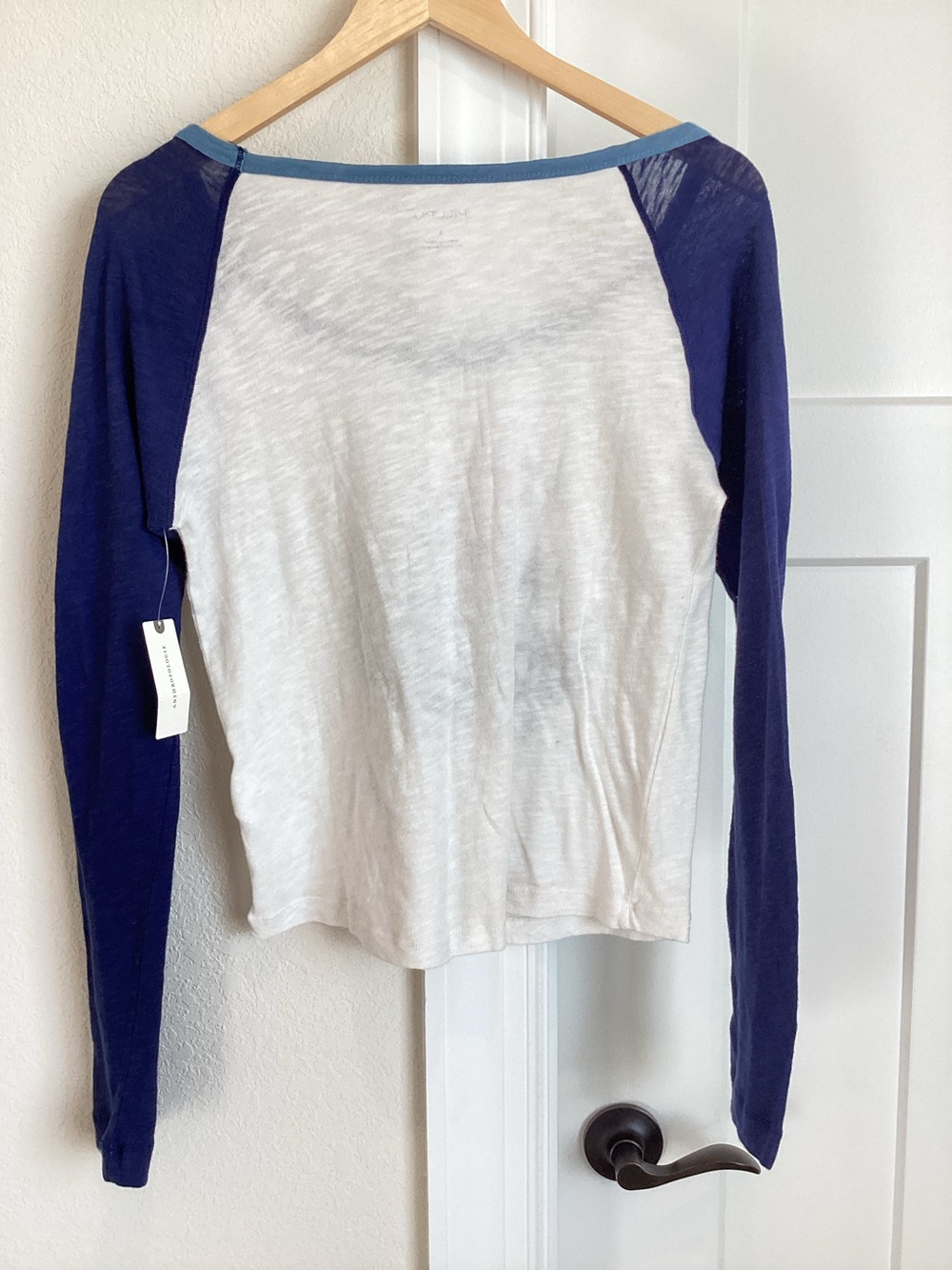 Anthropologie Ringer Tee Heritage Scoop Neck Long Sleeve New Small San Francisco - Picture 8 of 15
